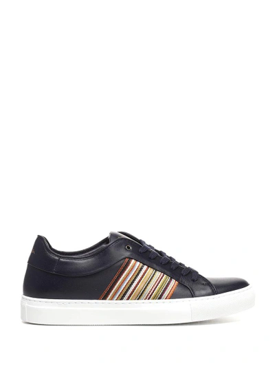 Shop Paul Smith Stripe Low Top Sneakers In Blue