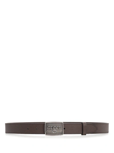 Shop Gucci Buckle Belt In Brown