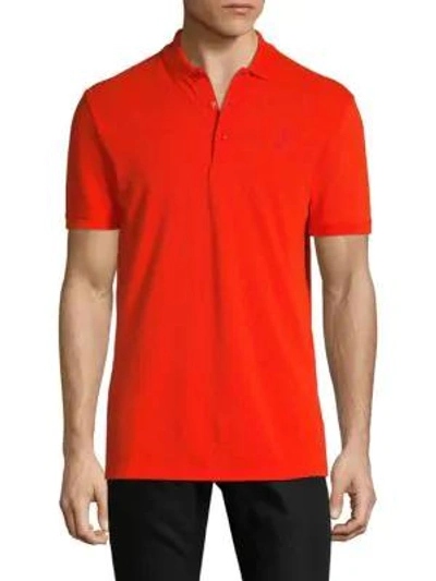 Shop Versace Solid Cotton Polo In Red