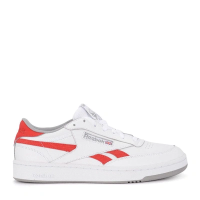 Shop Reebok Revenge Plus White And Red Leather Sneaker In Bianco