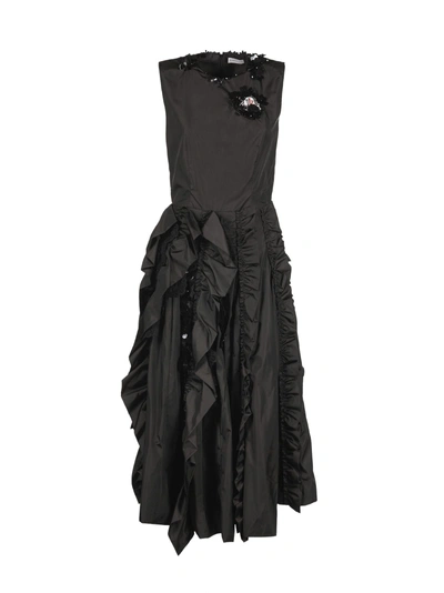 Shop Moncler Genius X Simone Rocha Ruffled Dress In Nero