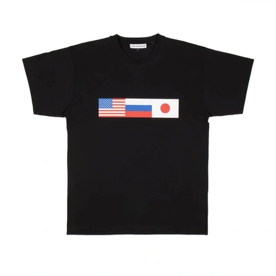 Gosha Rubchinskiy Flag Print T-shirt In Black