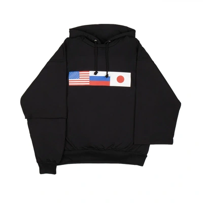 Gosha Rubchinskiy Asymmetric Flag Print Hoodie In Black | ModeSens