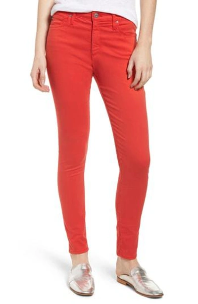 Shop Ag Farrah High Waist Ankle Skinny Jeans In Red Poppy