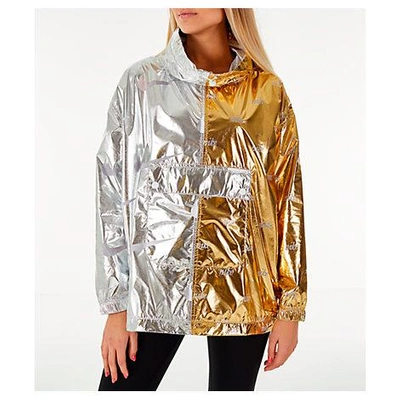 Shop Nike Women's Sportswear Metallic Flash Wind Jacket, Brown - Size Med