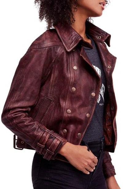 Shop Free People Avis Leather Jacket In Brown
