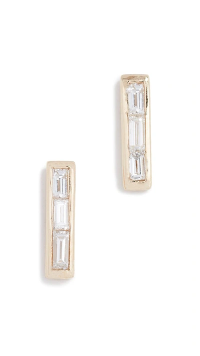 Shop Ariel Gordon Jewelry 14k Baguette Diamond Stud Earrings In Yellow Gold