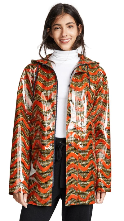 Shop Maison Chateau Rouge Printed Rain Coat In Tchatchatcha Orange