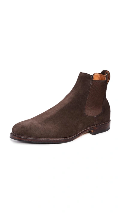 Shop Allen Edmonds Liverpool Suede Chelsea Boots In Chocolate