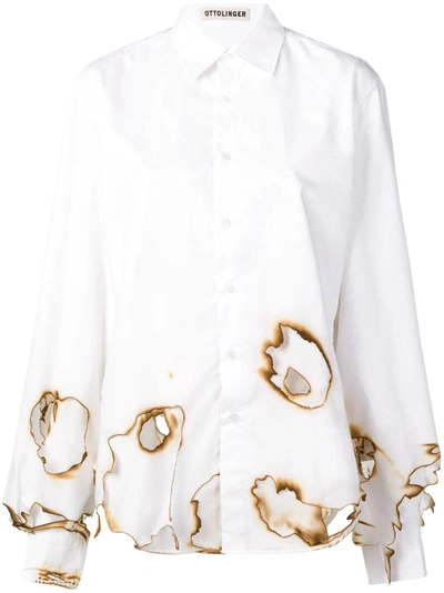Shop Ottolinger Burnt Style Shirt - White