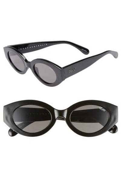 Shop Quay See Me Smile 50mm Cat Eye Sunglasses - Black/ Smoke