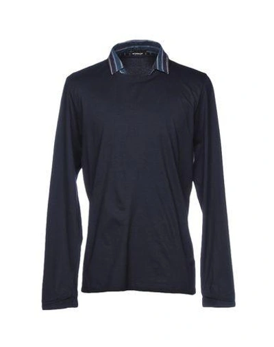 Shop Daniele Alessandrini Man T-shirt Midnight Blue Size 40 Modal, Cotton, Elastane