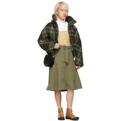 Shop Jw Anderson Green Down Cropped Puffer Jacket In 597 Safari