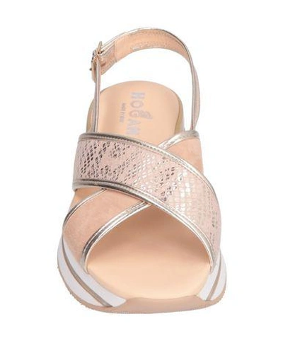 Shop Hogan Woman Sandals Pastel Pink Size 4 Soft Leather