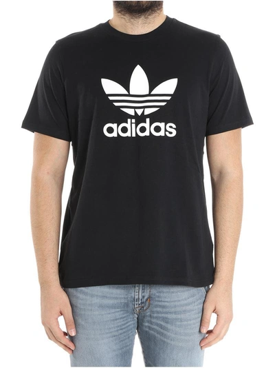 Shop Adidas Originals Trefoil Cotton T-shirt In Black