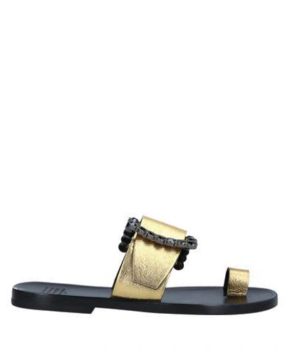 Shop Maison Margiela Flip Flops In Gold