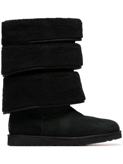 Shop Y/project X Ugg Brown Triple Layered Shearling Boots In Black