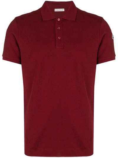 Shop Moncler Basic Polo Shirt - Red