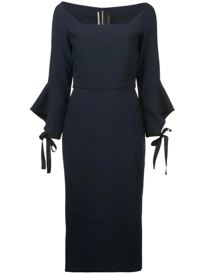 Shop Roland Mouret Fitted Midi Dress - Black