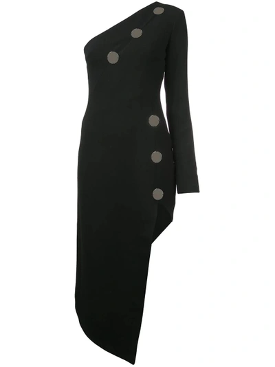 Shop David Koma Asymmetrical Relaxed Dress - Black