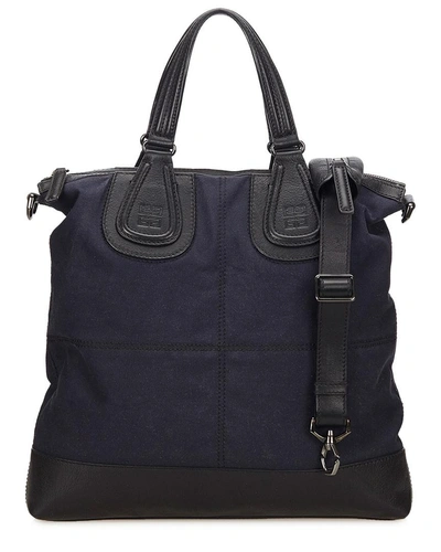 Shop Givenchy Dark Blue Canvas Nightingale Shopper Bag In Nocolor