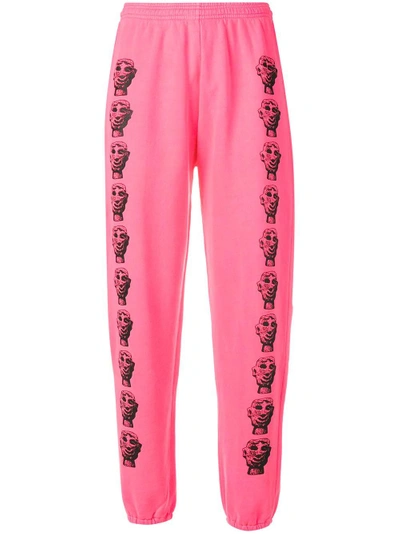 Shop Ashley Williams Printed Faces Track Pants - Pink