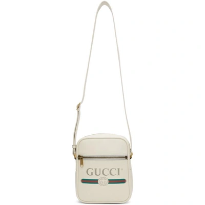 Shop Gucci Off-white Logo Messenger Bag In 8820 Ivory