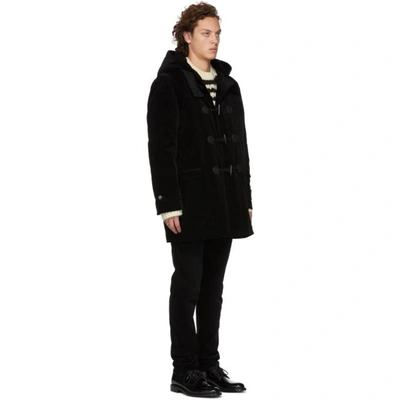 Shop Saint Laurent Black Duffle Coat In 1000 Black