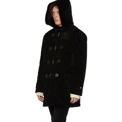 Shop Saint Laurent Black Duffle Coat In 1000 Black