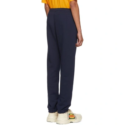 Shop Gucci Navy Ny Yankees Edition Patch Lounge Pants In 4205 Blue