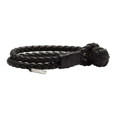Shop Bottega Veneta Black Intrecciato Double Knot Bracelet In 1000-black