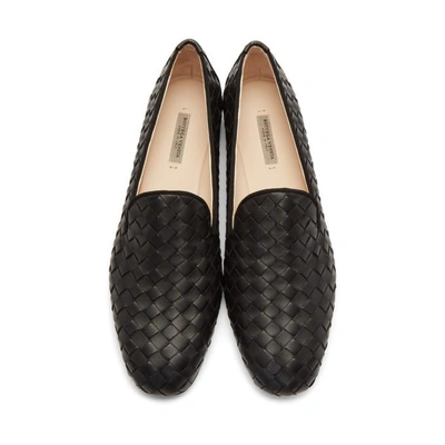 Shop Bottega Veneta Black Intrecciato Loafers In 1000-black