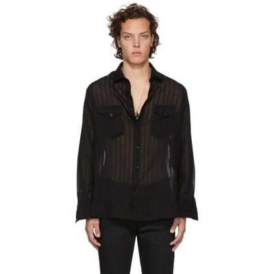 Shop Saint Laurent Black Wool Two Pocket Shirt In 1000 Black