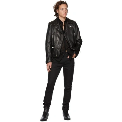 Shop Saint Laurent Black Wool Two Pocket Shirt In 1000 Black