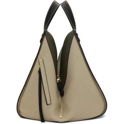 Shop Loewe Green And Beige Medium Hammock Bag In 2478 Oat/kh