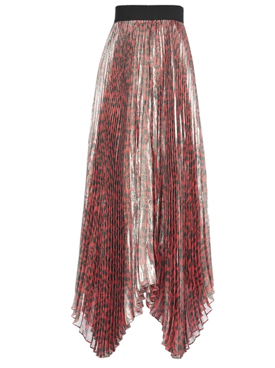 Shop Alice And Olivia Lurex Silk Skirt In Red/black