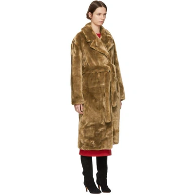 Shop Tibi Brown Faux-fur Oversized Luxe Trench Coat