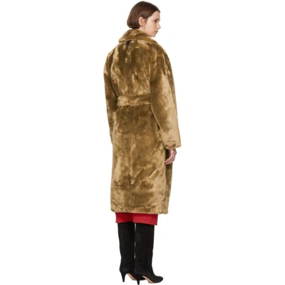 Shop Tibi Brown Faux-fur Oversized Luxe Trench Coat