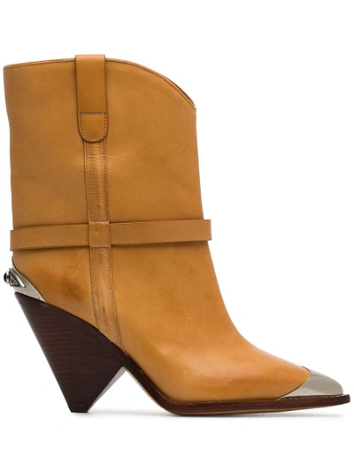 Shop Isabel Marant Lamsy Leather Boots - Neutrals