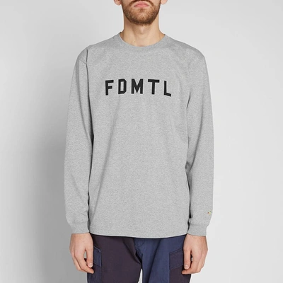 Shop Fdmtl Long Sleeve Logo Tee In Grey