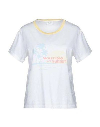 Shop Saint Laurent T-shirt In White