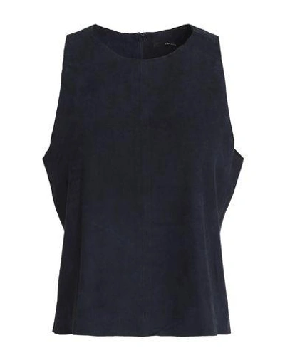 Shop J Brand Woman Top Midnight Blue Size M Lambskin