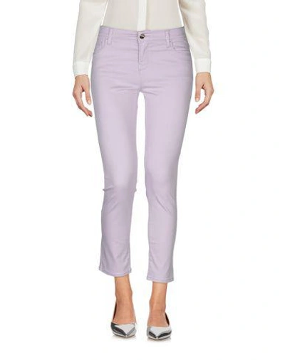 Shop Armani Jeans Cropped Pants & Culottes In Lilac