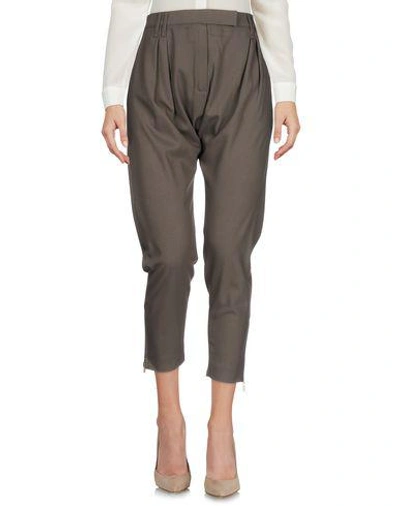 Shop Plein Sud Cropped Pants & Culottes In Khaki