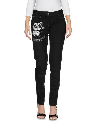 Shop Philipp Plein Denim Pants In Black