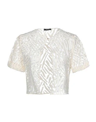 Shop Hanita Woman Blazer Ivory Size 12 Cotton, Nylon In White