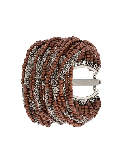 Shop Marc Le Bihan Chains And Beads Bracelet - Brown