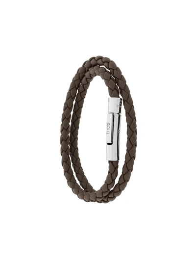 Shop Tod's Braided Wrap Bracelet In Brown