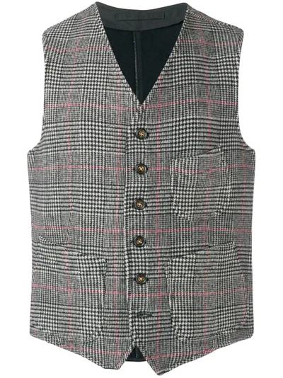 Shop Fortela Houndstooth Waistcoat - Black