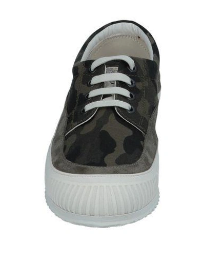 Shop Hogan Man Sneakers Military Green Size 8.5 Soft Leather, Textile Fibers, Rubber